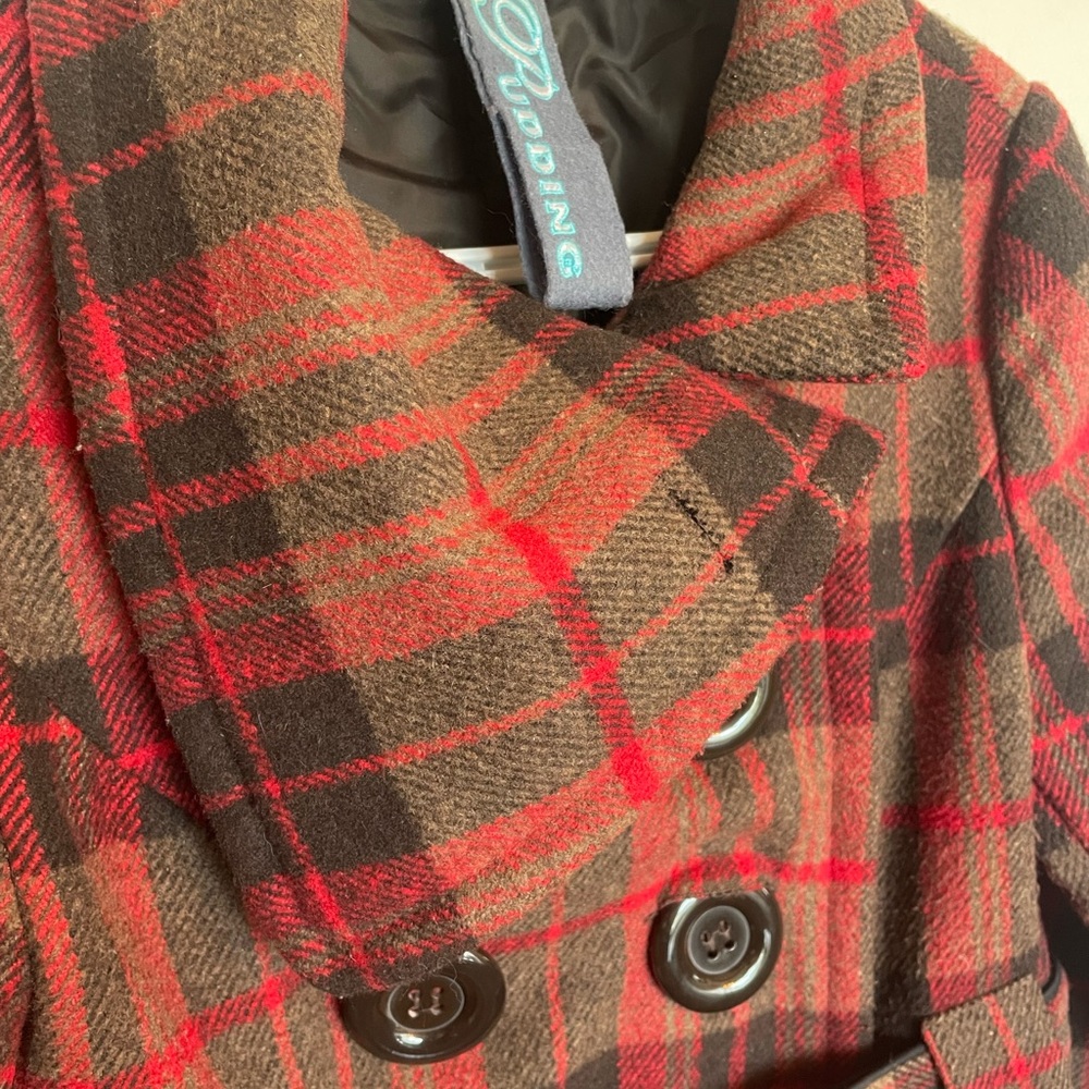 Vintage Plaid Women’s Wool Blend Button Down Trench Style Cost Size Small Fall - Picture 8 of 12